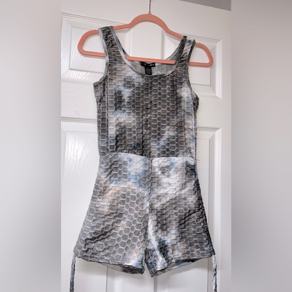 Gray Tye Dye Athletic Romper